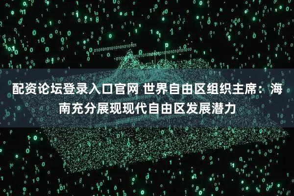配资论坛登录入口官网 世界自由区组织主席：海南充分展现现代自由区发展潜力